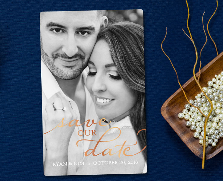 Be Inspired By Real (Pretty) Custom Foil Save the Dates That Shine
