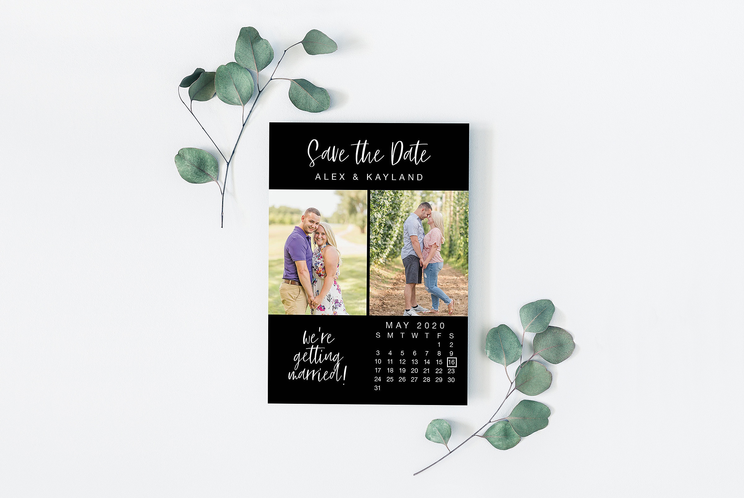 newly-engaged couple to-do's calendar save the date