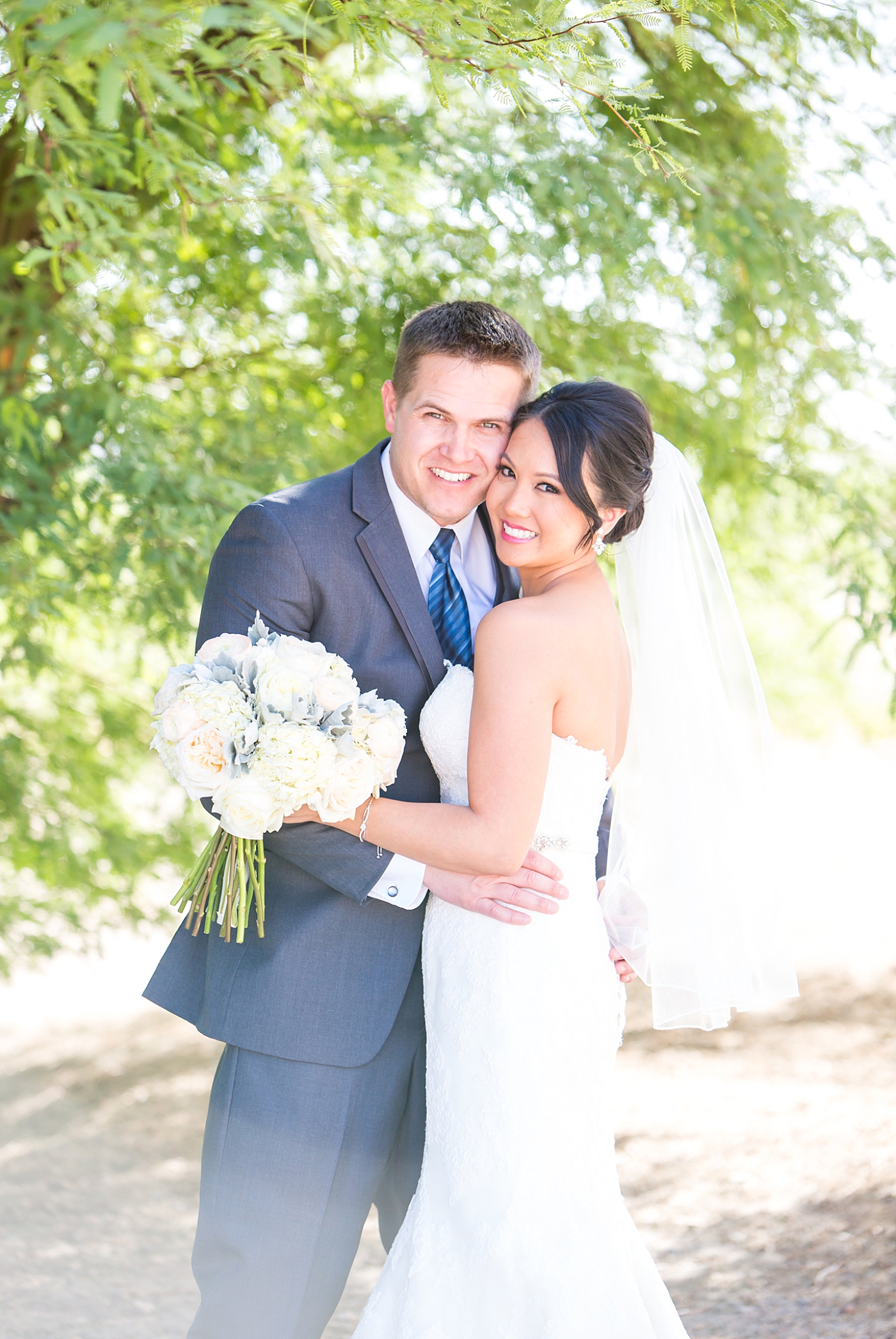blue and peach wedding in Arizona