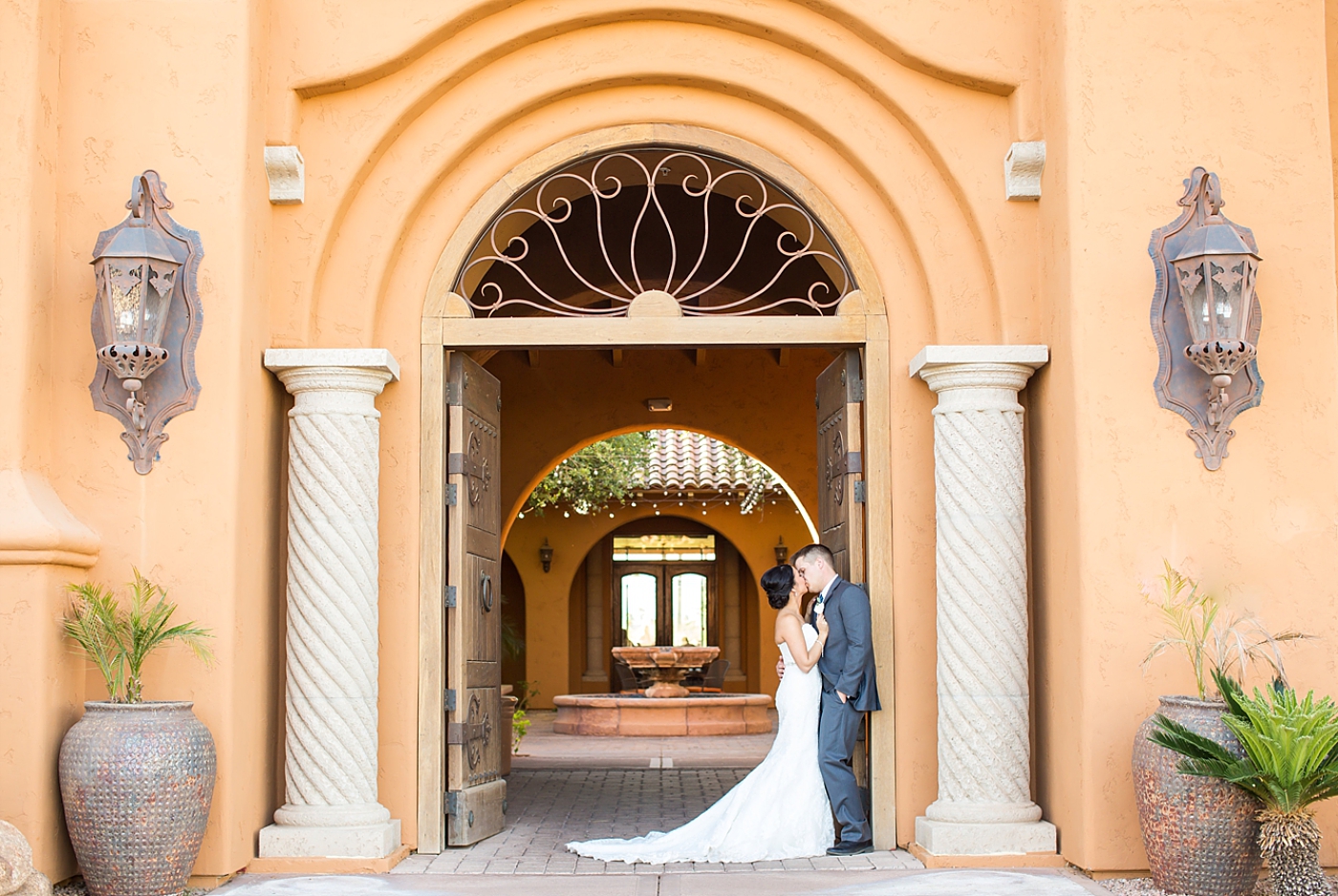 blue and peach wedding in Arizona